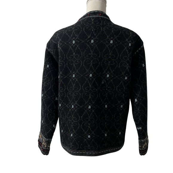 Mac Duff Shetland Wool Knit Cardigan Sweater Floral Embroidered Medium - Picture 7 of 11